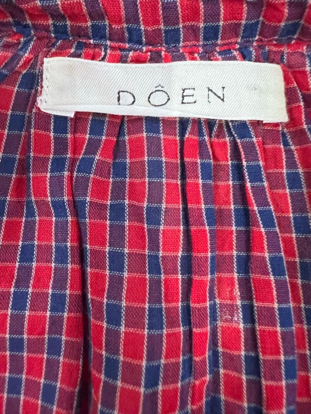 Doen Women's Red Jane Checked Cotton-voile Blouse - Picture 6 of 8